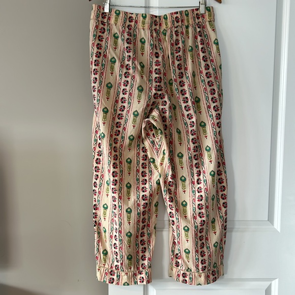Haute Hippie Boho Tribal Print Soft Cotton Pants w Beaded Tassel Ties & Pockets - Picture 8 of 12